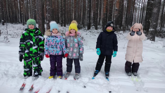 Лыжные прогулки в лесу.